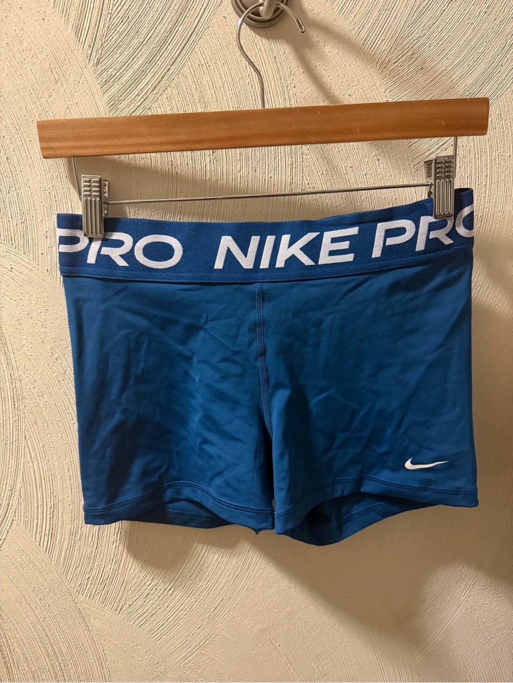 Nike Pro Girls' Royal Blue Athletic Shorts with White Logo